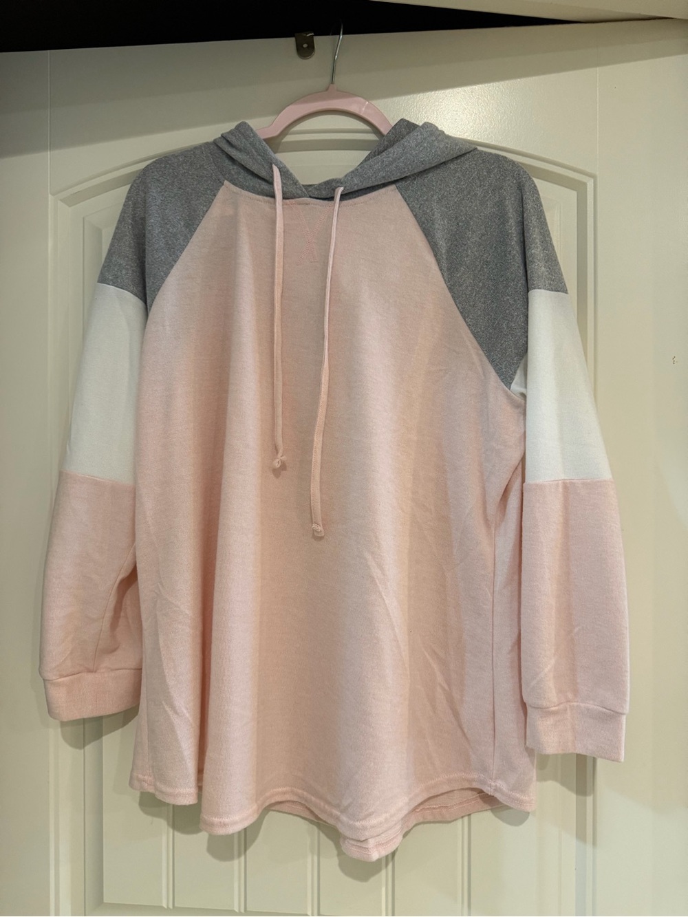 Colorblock Pink Hoodie Sweater